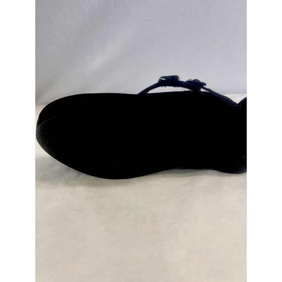 Y-Not Platform Wedge Strappy Sandals Heels Black Suede Woman Sz 7 Shoes Comfy - Picture 10 of 15